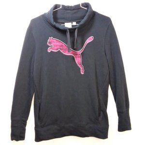 PUMA Logo  Black Cowl Neck Sweatshirt Size Med